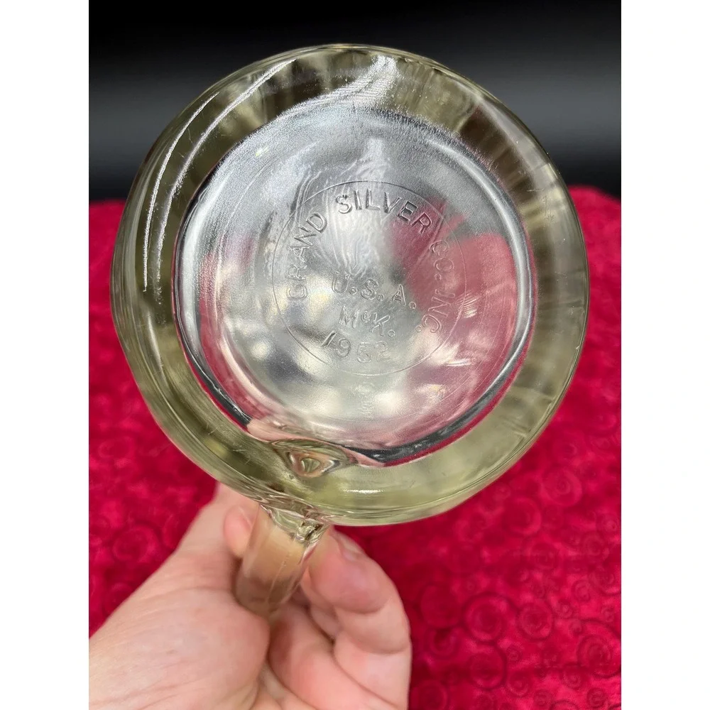 Vintage McKee Glass Syrup Pitcher, Grand Silver Co. Dispenser